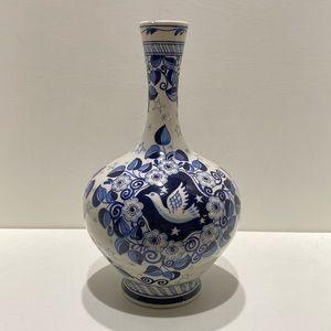 ROYAL GOEDEWAAGEN (Gouda Pottery) Blue Hand Painted Fluted Vase